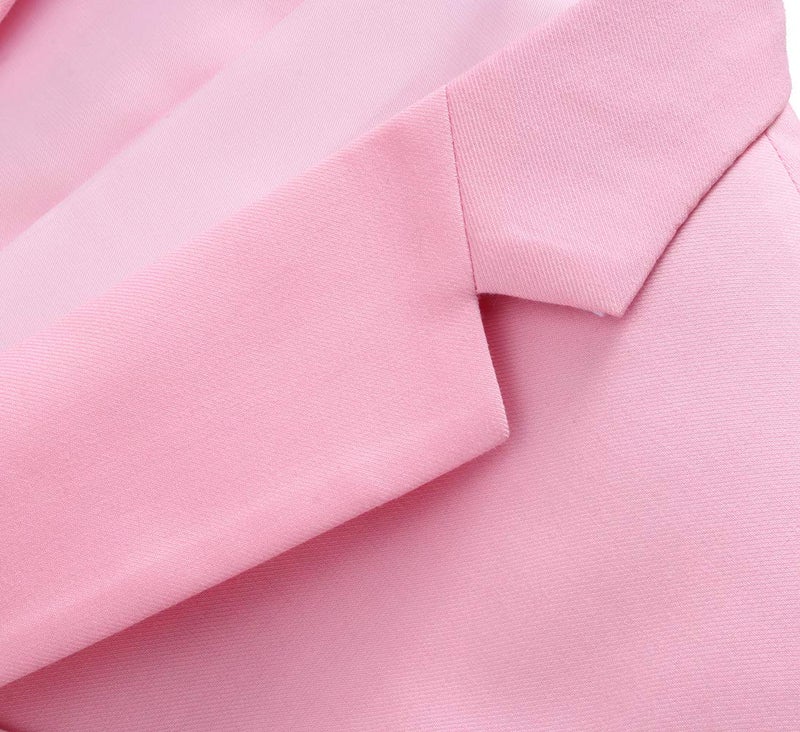 UNINUKOO Mens Suit Slim Fit 1 Button 2 Piece Wedding Party Holiday Solid Color Tux Suits for Men US Size 32 Light Pink - Image 3
